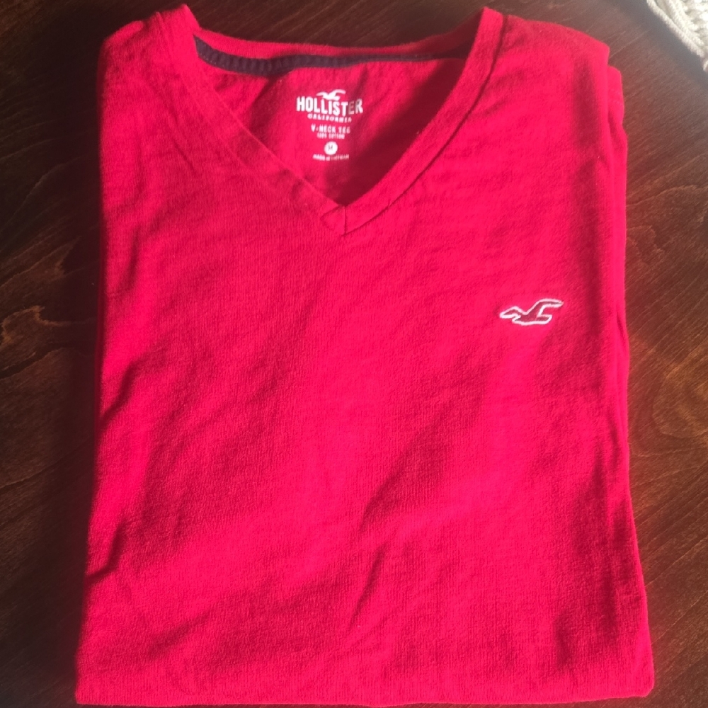 Hollister Bright Red V-Neck Tee